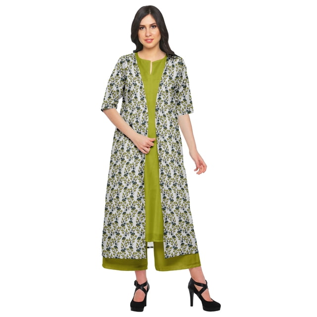 Moomaya Ensemble Kurta Pakistanaise et Veste Palazzo pour Femmes Tenue Indienne Vêtement Ethnique