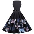 thumbnail image 3 of drppepioner Femmes Grande Taille Liquidation Robes d'Été pour Femmes Plage Imprimé Floral Sans Manches Robe Débardeur Évasée, 3 of 8