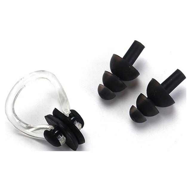 stanreset Waterproof Nose Clip Swimming Anti-noise Earplug for Protection Ear Protector Black 1Set