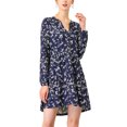 thumbnail image 1 of INSPIRE CHIC Robe Décontractée pour Femme à Fleurs, Col en V, Taille Cintrée, Manches Longues, 1 of 6
