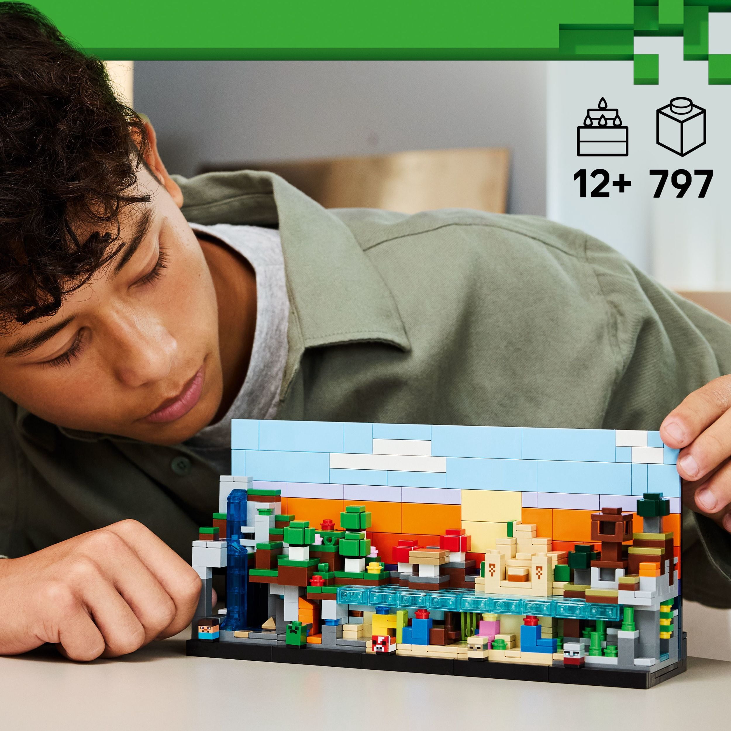 LEGO Minecraft Biomes Miniatures, Art Inspiré des Jeux Vidéo, Ensemble de Construction 21589