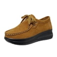 thumbnail image 1 of Chaussures de Course Femme Bout Rond à Lacets à Enfiler Semelle Épaisse Talon Compensé Mocassins Uni, 1 of 8