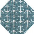 thumbnail image 1 of Unique Loom Outdoor Coastal Nautical Beach Rug 5' 3 x 5' 3 Octagon Teal/Ivory, 1 of 1