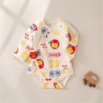 thumbnail image 3 of Summer Rompers For Newborn Girls Spring Cotton Flower Print Floral Cute Triangle Onesie Outfits Yellow Infant To Big Kid 9-14M, 3 of 3