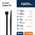 thumbnail image 4 of ZipTie.com Attache de Câble Multi-Usage Noir 8 Pouces, Résistance à la Traction 40 Lb, Type 21, Lot de 500, 4 of 4