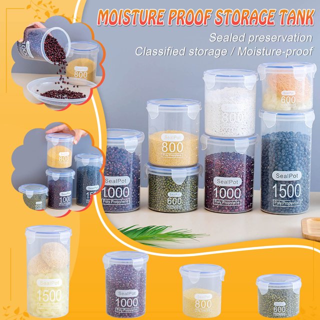 sdhkgrrt under $5 4Pcs Kitchen Storage Container, Kitchen Storage Containers Set,Transparent Airtight Food Canisters,Moisture Proof Pantry Organization,Dry Food Storage Jars,Sealed Cereal Grain