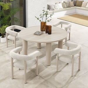 Modway Nautica Aluminum Outdoor Patio Furniture Dining Table Set of 5, Ivory