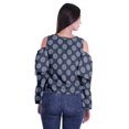 thumbnail image 4 of Moomaya Button Front Cold Shoulder Top Printed  Casual Loose Blouse Short Top, 4 of 4