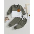 thumbnail image 2 of Faithtur Baby 2Pcs Fall Outfits Long Sleeve Contrast Color Pullover Tops and Pants Set Toddler Clothes, 2 of 9