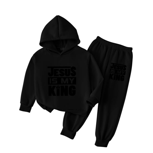 Long Sleeve Top, Comfortable Hooded Set with Elastic Waist Pants for Kids