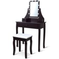 thumbnail image 2 of Patiojoy Ensemble Coiffeuse Table Commode avec Lumière DEL et Tabouret Rembourré Noir, 2 of 9