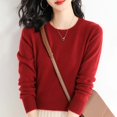 thumbnail image 4 of Duoif Chandails pour Femmes Chandails Légers Tendance pour Femmes Manches Longues Col Rond Léger Doux Tricoté Chandail Blouse Tricotée Chandails pour Femmes Hauts pour Femmes Rouge TTG, 4 of 5