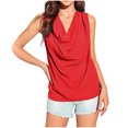 thumbnail image 1 of ohmzyzo Camisole pour Femmes Sans Manches à Col Bénitier, Drapé, devant Froncé, Blouse Tendance pour Sorties, Hauts de Bureau Basiques, Tunique, 1 of 6