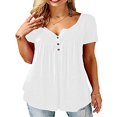 thumbnail image 3 of Womens Summer Plus Size Tunic Tops Short Sleeve Blouses Casual Floral Henley Shirts, 3 of 5