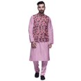 thumbnail image 1 of Atasi Solid Kurta Pajama & Printed Nehru Jacket Set for Mens Party Wear, 1 of 3