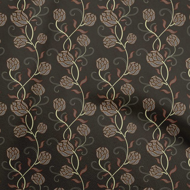 oneOone Velvet Brown Fabric Floral Craft Projects Decor Fabric Printed By The Yard 58 Inch Wide