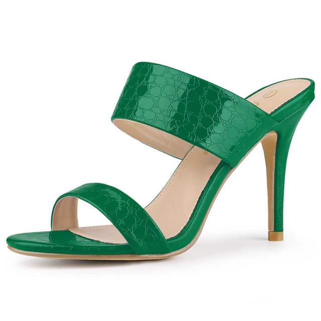 BLISSFUL STEP Women's Open Toe Stiletto Slide Heeled Sandals