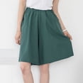 thumbnail image 1 of Meichang Women's Plus Size Cotton Linen Bermuda Shorts, Solid, Elastic Waist, with Pockets, 1 of 7