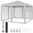 thumbnail image 1 of Gymax 10 FT x 10 FT Pop-Up Canopy Tent w/ Mesh Netting Carry Bag 8 Stakes & 4 Ropes Beige, 1 of 7