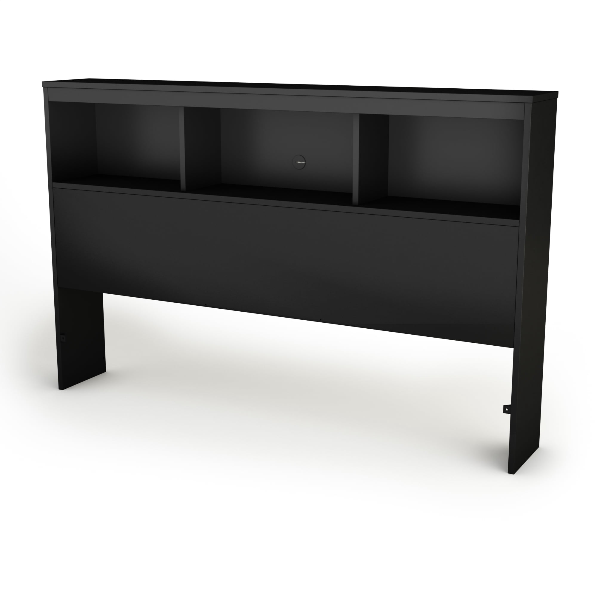 South Shore Spark Full Bookcase Headboard with Storage, in Pure Black
