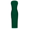 thumbnail image 5 of Summer Dresses for Women Trendy Sleeveless Boho Ribbed Drawstring Sundress Ruched Sexy High Slit Bodycon Maxi Dress, 5 of 5