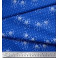 thumbnail image 3 of Soimoi Blue Modal Satin Fabric Bow & Dots Print Sewing Fabric Yard 42 Inch Wide, 3 of 5