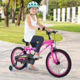 thumbnail image 2 of Costway Vélo pour Enfants de 18 Pouces avec Éclairage DEL, Siège Ajustable, Frein à Rétropédalage, Roues Stabilisatrices, Rose, Breveté, 2 of 10