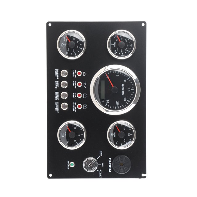 Boat Gauge Set Instrument Panel, Boat Dash Instrument Panel 0.0 To 99999.9H Voltage Display 5 Gauge Set Rust Proof For 12V Yacht