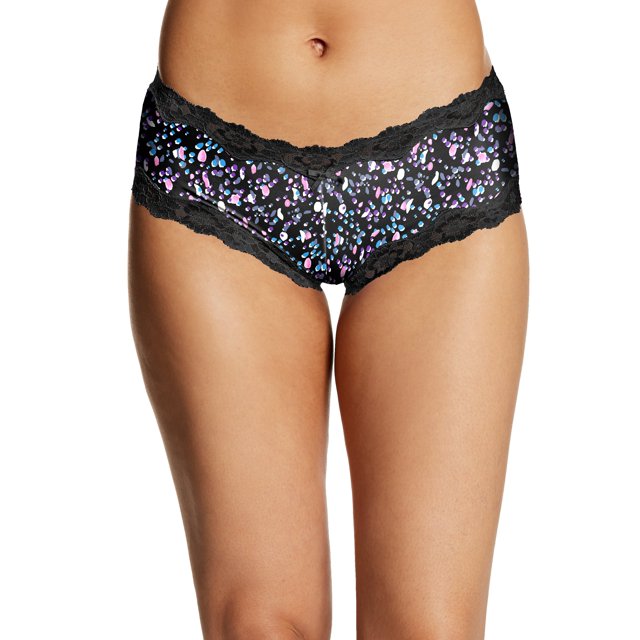 Maidenform Culotte en Dentelle Festonnée pour Femmes, 5, Point Noir Peint