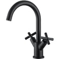 thumbnail image 4 of Ancona Ava Series Single Hole Cross Handle Bathroom Faucet in Matte Black Finish, 4 of 6