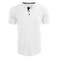 thumbnail image 1 of EGNMCR Men's Plus Size Shirts Solid Color Short Sleeve T-Shirts Button-Up Shirts, 1 of 4