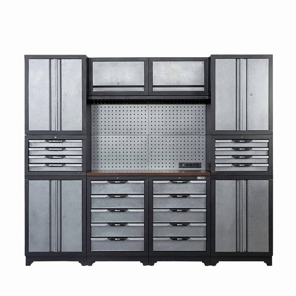 TMG Industrial 8' Extreme-Duty Steel Garage Tool Chest w/Pegboard, 18 Drawers and Multi Cabinets, TMG-WBM08