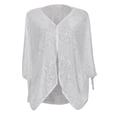 thumbnail image 2 of Esquirla Robe de Plage pour Femmes, Bikini, Cache-Cœur, Dentelle Blanche, Fleurs et Franges - Blanc, G L, 2 of 8