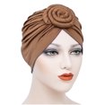 thumbnail image 2 of Lot de 1 Disque Concentrique Turban Africain Pré-Noué Léger Mode Couvre-Chefs pour Femmes Café, 2 of 5