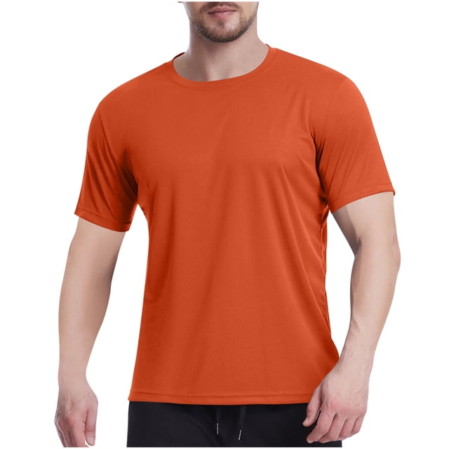 Plebaso Men's Athletic T-Shirts Workout Short Sleeve Crew Neck Shirts Plain Breathable Running Tee Tops