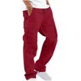 thumbnail image 1 of Men‘s Elastic Waist Loose Fit Lightweight Workwear Casual Cargo Pull On Pants With Multi Pockets, 1 of 5