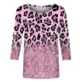 thumbnail image 4 of Qertyioot Hauts de Mode pour Femmes, T-shirt Imprimé Ample Manches 3/5 Col Rond Décontracté, 4 of 4