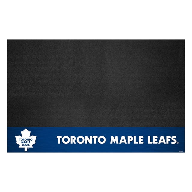 FanMats LNH Maple Leafs de Toronto Tapis de Gril avec surface en Vinyle Noire et Bordure Inférieure Bleue Mettant en Vedette le logo et le Texte Maple Leafs de Toronto Blancs, Résistant à l'Huile, aux Flammes et aux UV, Conçu pour Protéger les Terrasses Ou les patios Lors du Gril et Facile à Nettoyer avec un Savon Doux et de l'Eau.