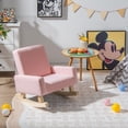 thumbnail image 2 of Gymax Kids Rocking Chair Children Armchair Linen Upholstered Sofa w/ Solid Wood Legs Pink, 2 of 9