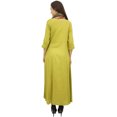 thumbnail image 4 of Bimba Robe Longue Vert Lime à Col Bénitier pour Femme de Designer avec Foulard à Franges Imprimé - 22, 4 of 6