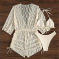 thumbnail image 4 of FhsagQ Swimsuit Sets for Women with Robe Crotchless Women Bikini Cute Sport Push up Swimsuit Mesh Drawstring Swimsuit 3 Piece Swimsuit Swimsuit Sets for Women Push up Bra Crotchless Beige L, 4 of 6