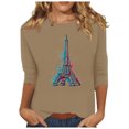 thumbnail image 3 of Pompotops T-shirt Ample Imprimé pour Femme Blouse à Manches 3/4 Col Rond Hauts Décontractés Liquidation, 3 of 4