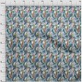 thumbnail image 4 of oneOone Rayon Teal Blue Fabric Tropical Leaf Sewing Craft Projects Fabric Prints By Yard 56 Inch Wide, 4 of 5