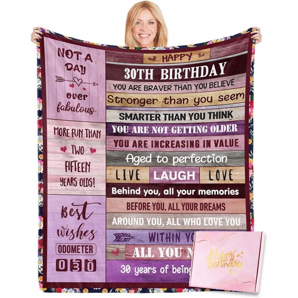 LHSHID 30th Birthday Gifts for Her Him with Gifts Box, 30 Year Old Birthday Gifts, Gifts for 30 Year Old Men Women, Woman 30th Birthday Decorations Gifts, 30th Birthday Gifts Ideas Throw Blanket