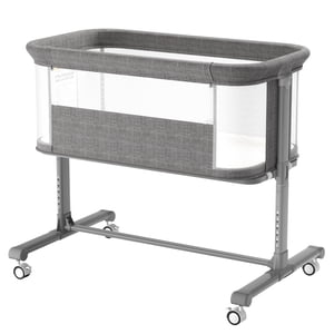 AILEEKISS Bébé Bassin avec roues, Hauteur réglable Newborn Bedside Sleeper pour bébé, Gris