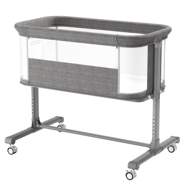 AILEEKISS Baby Bassinet with Wheels, Height Adjustable Newborn Bedside Sleeper for Baby, Grey