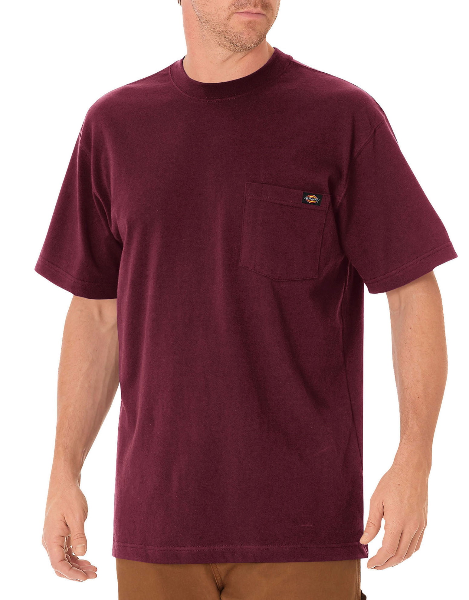 Dickies Mens Short Sleeve Heavyweight Crew Neck, S, Burgundy