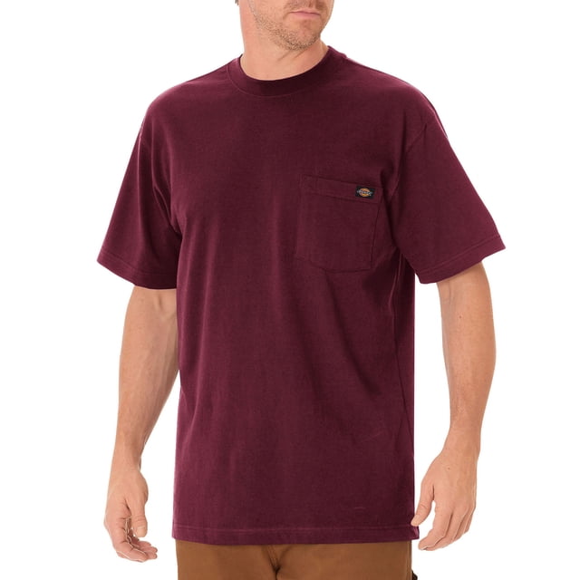 Dickies Mens Short Sleeve Heavyweight Crew Neck, S, Burgundy