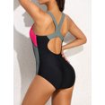 thumbnail image 4 of BeautyIn Women's One Piece Swimsuits Wide Shoulders Bathing Suit Color Blocked, 4 of 6