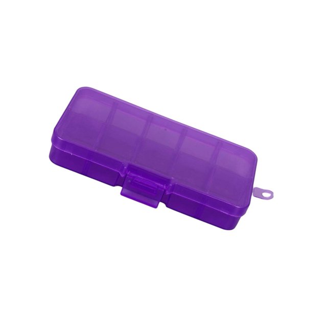 10 Grid Plastic Jewelry Removable Jewelry Craft Tackles Storage Box Beads Earring Container Purple